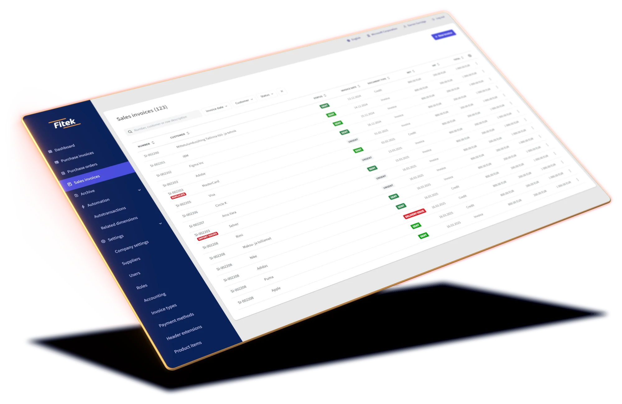 Obrazovka platformy Fitek: pohled pro IT a CTO